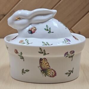 VTG Grace's Teaware Spring Flower Bunny Fig. Fine Porcelain Sugar Bowl Trinket